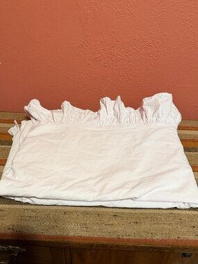 Simply Shabby Chic Pastel Pink 100% Cotton Ruffle Trim Twin Flat Sheet 64" x 96"